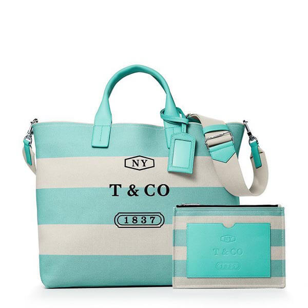 ティファニー&Co キャンバスストライプ トートバッグ 限定デザイン